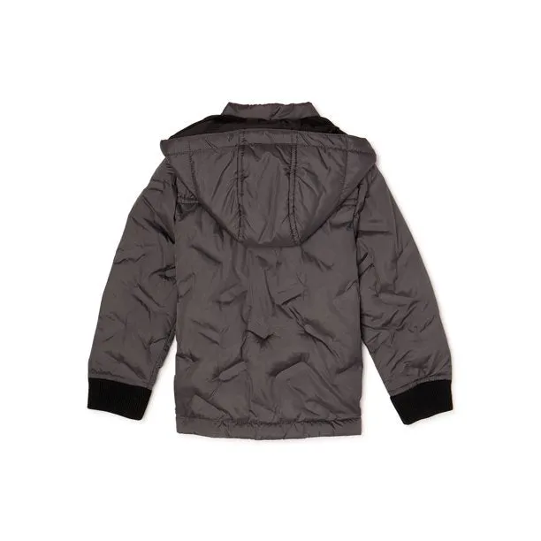 New Nordstrom Urban Republic 'Heat Seal' Quilted Jacket with Zip Off Hood in Grey, Sz 3T! Retails $90 
