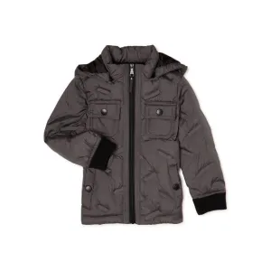 New Nordstrom Urban Republic 'Heat Seal' Quilted Jacket with Zip Off Hood in Grey, Sz 3T! Retails $90 