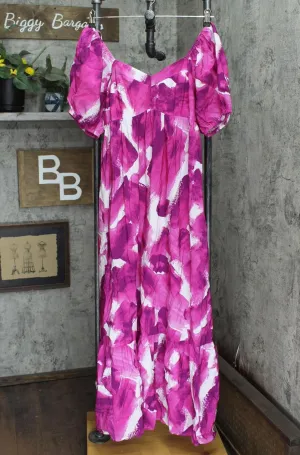 Nine West Womens Lightweight Off the Shoulder Maxi Dress Pink Multi M