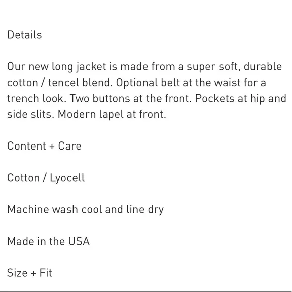 North of West Long Tencel Jacket