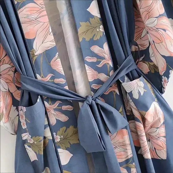Now in Nude!!! Beautiful kimono wrap with Peacock design