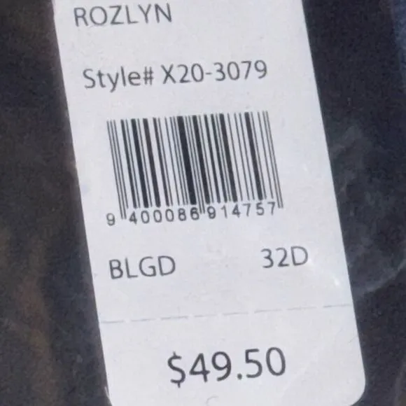 NWT Fredericks of Hollywood SZ 32D Rozlyn Mesh &amp; Stud Black Underwire Bra