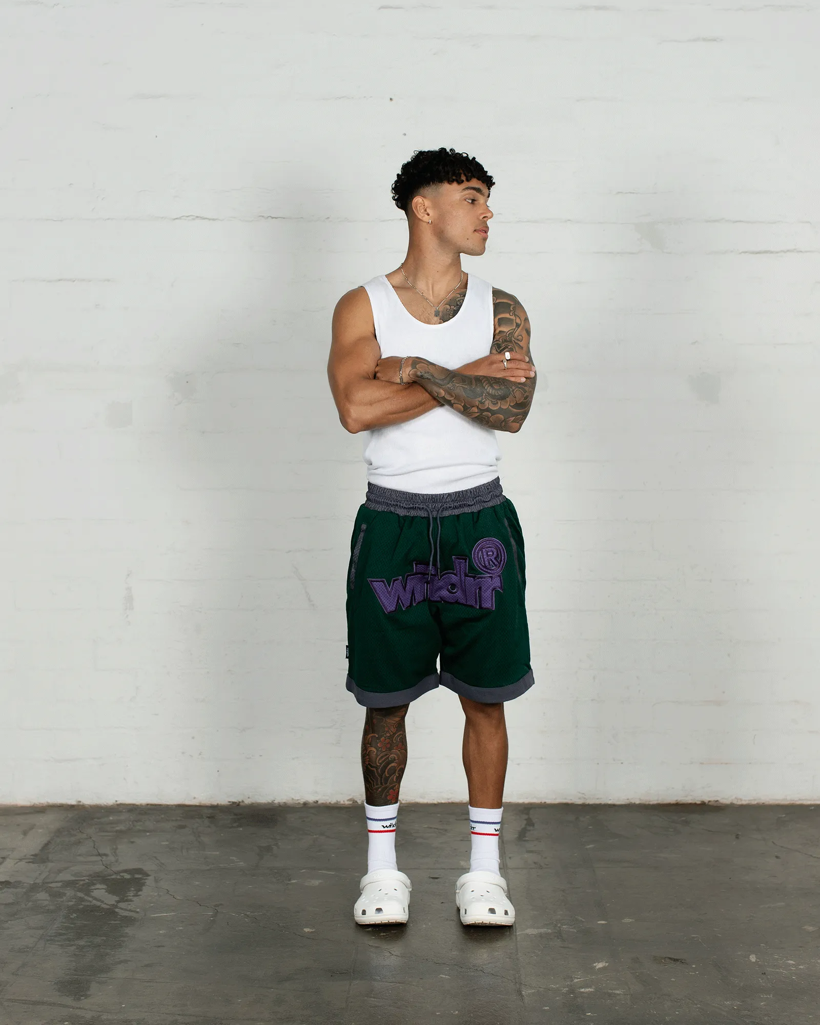 OFFCUT COURT SHORT - GREEN/GREY