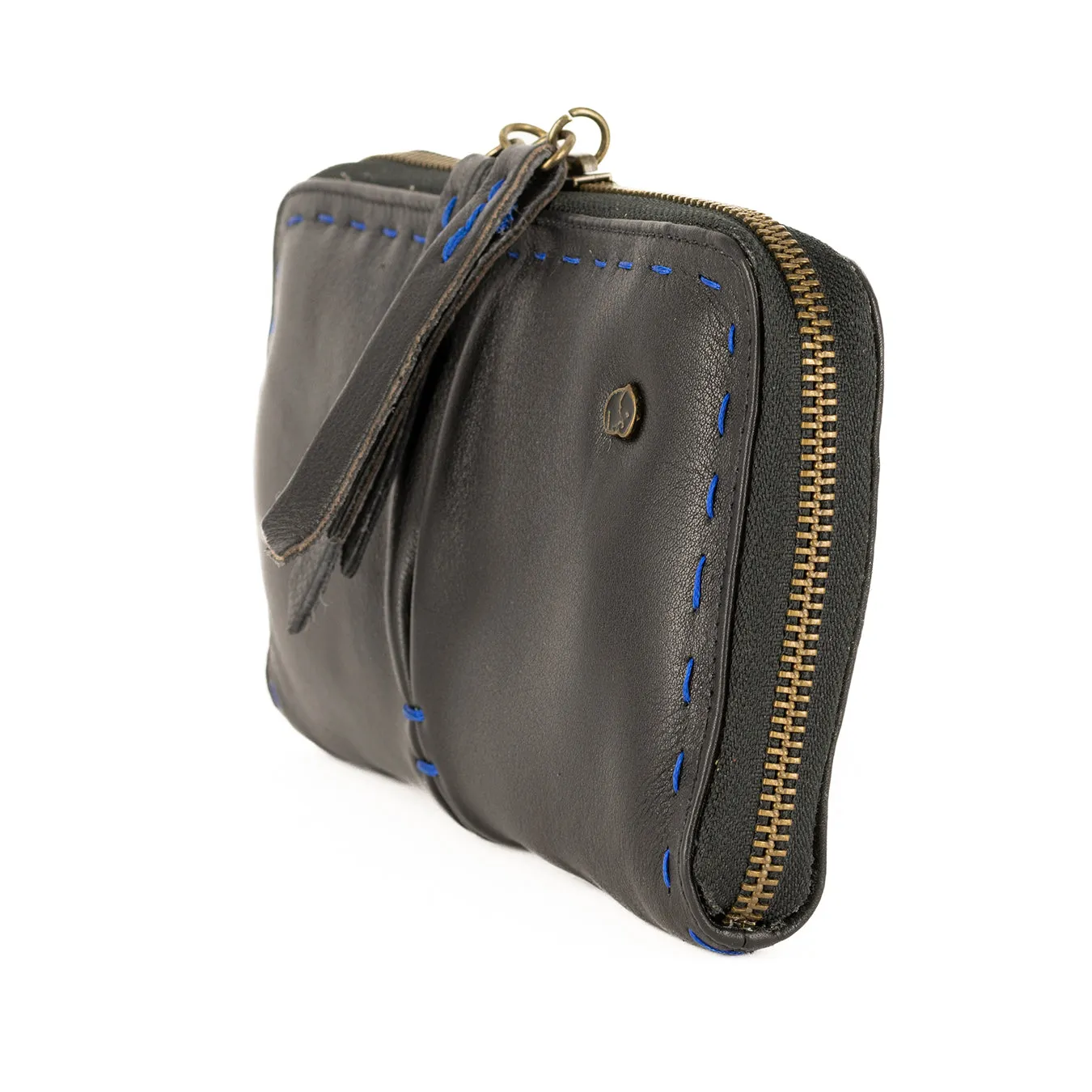 Olwethu : Ladies Leather Clutch Purse in Black Delta