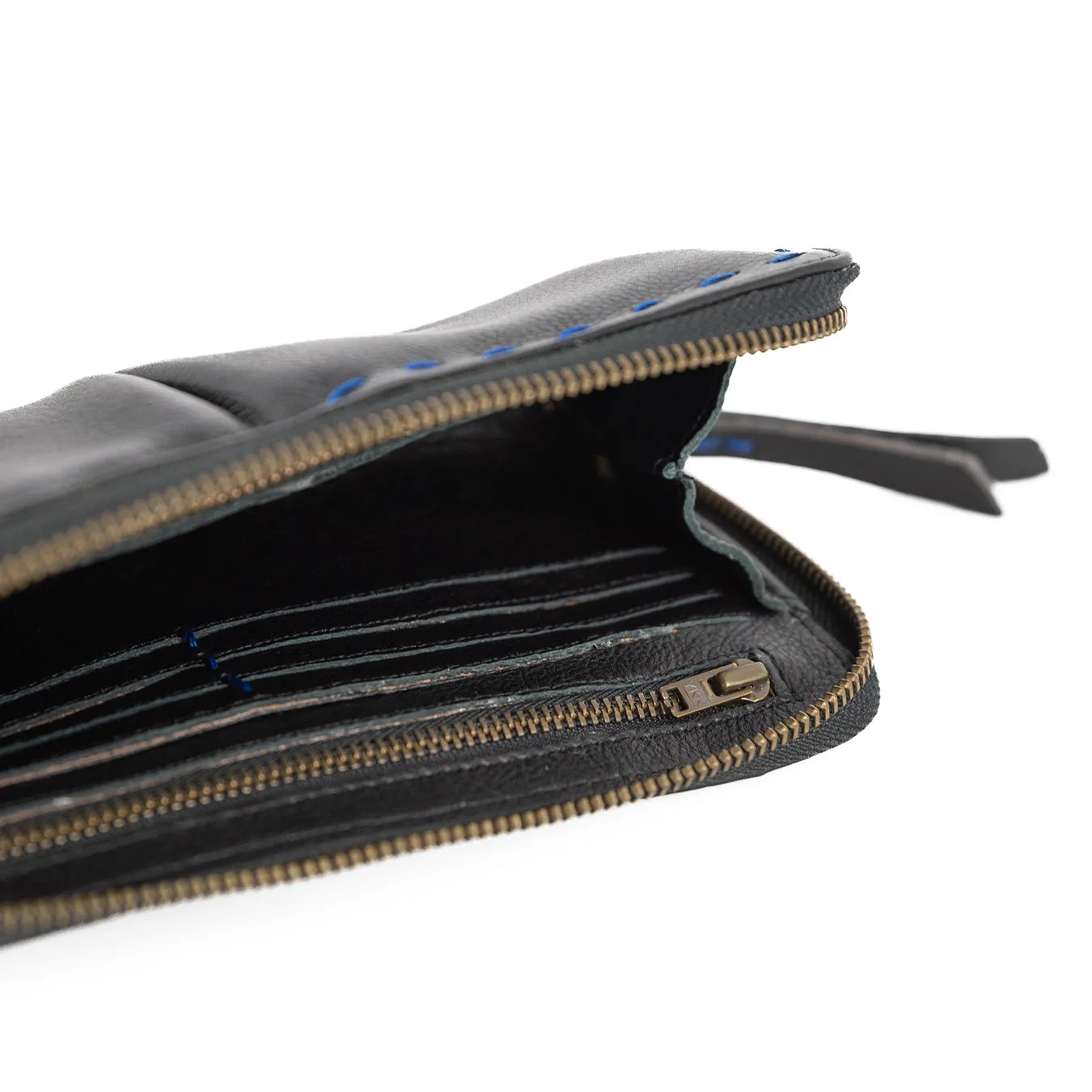 Olwethu : Ladies Leather Clutch Purse in Black Delta