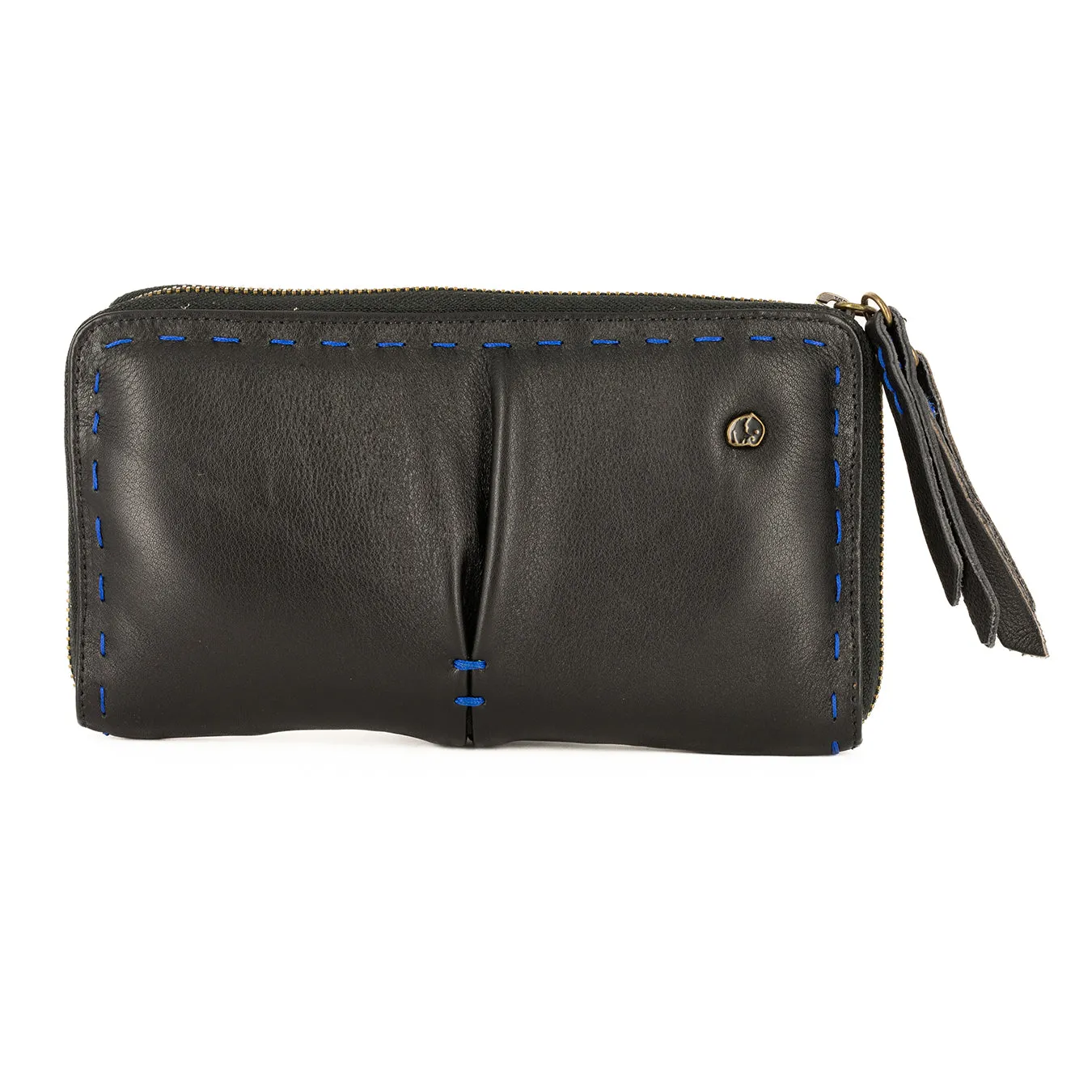 Olwethu : Ladies Leather Clutch Purse in Black Delta
