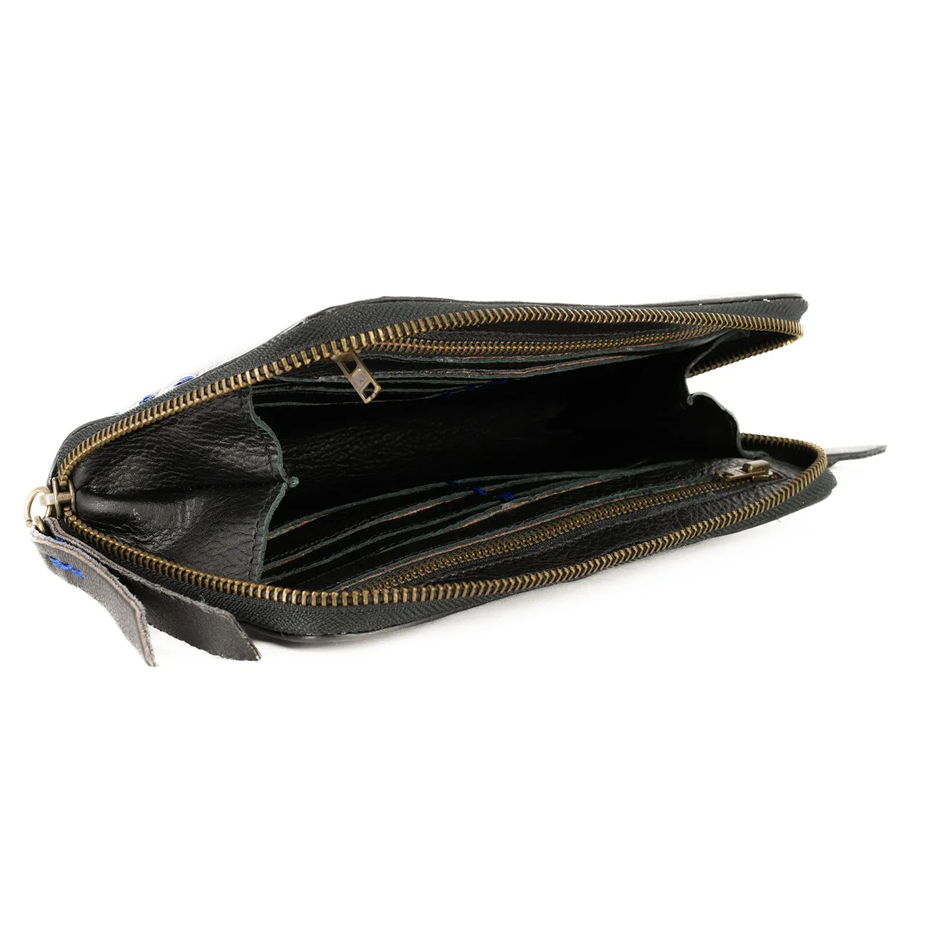 Olwethu : Ladies Leather Clutch Purse in Black Delta
