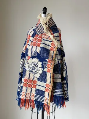 overshot coverlet cocoon with floral coverlet sleeves