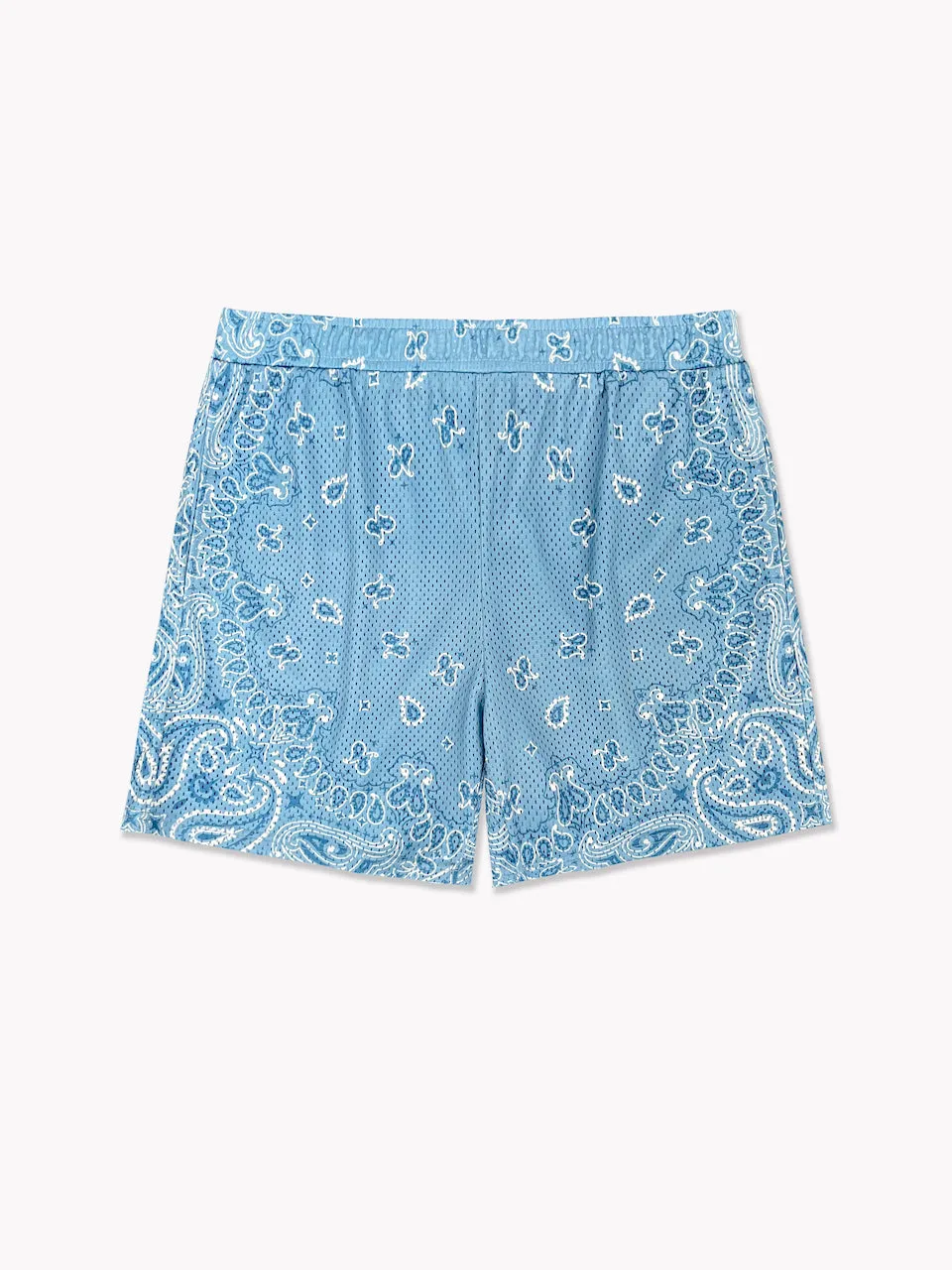 Paisley Mesh Shorts-Sky