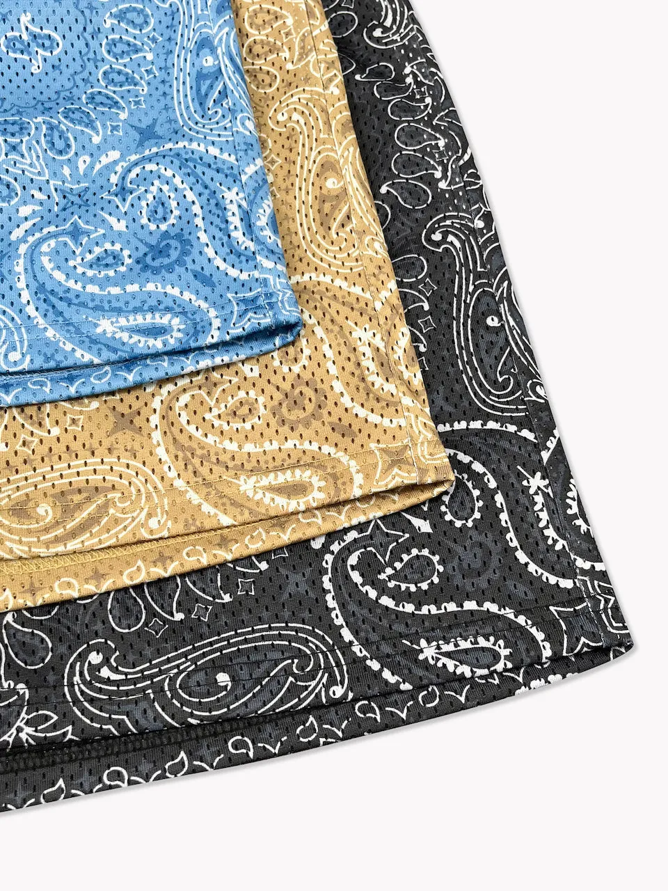 Paisley Mesh Shorts-Sky
