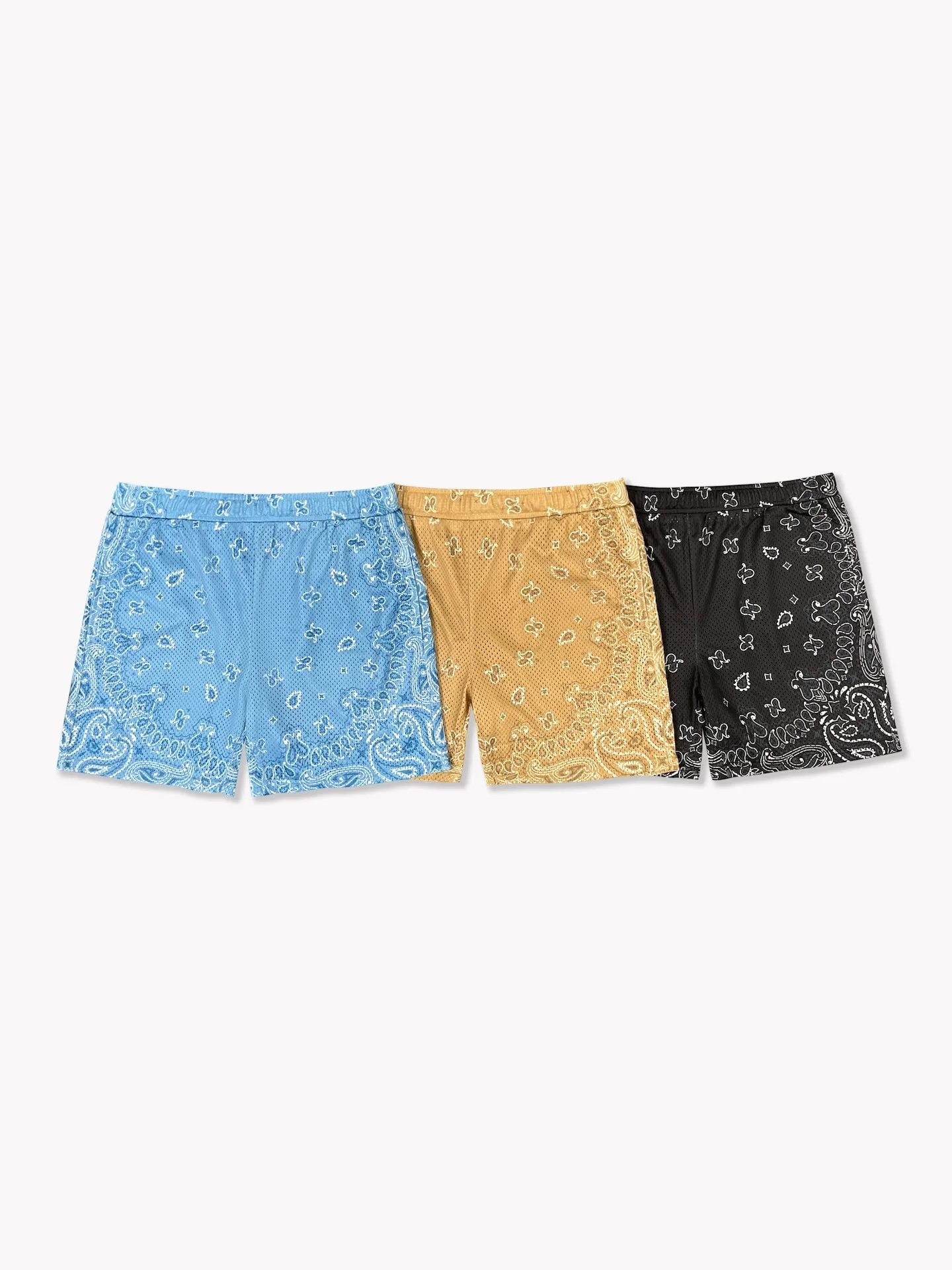 Paisley Mesh Shorts-Sky