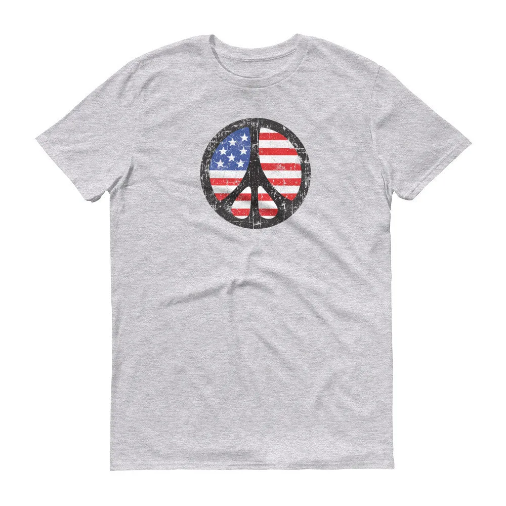 Peace Sign over American Flag Tee