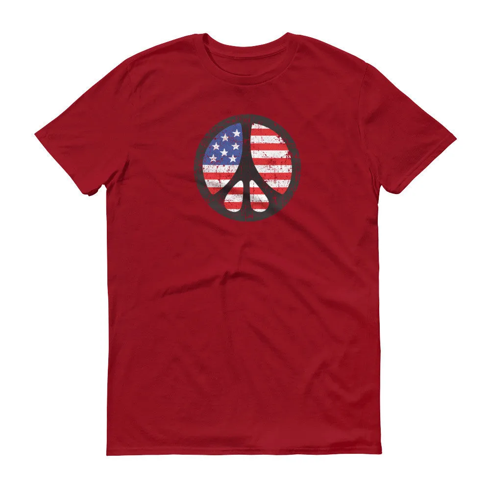Peace Sign over American Flag Tee