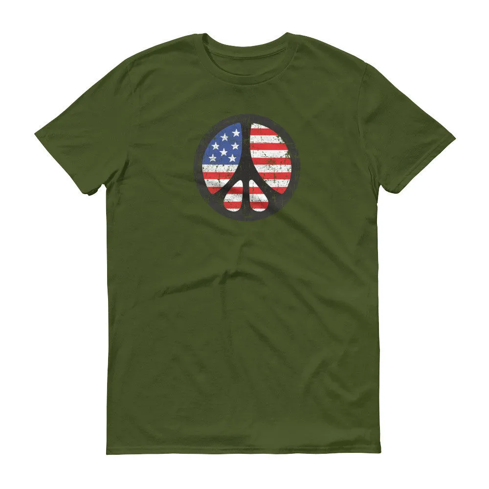 Peace Sign over American Flag Tee