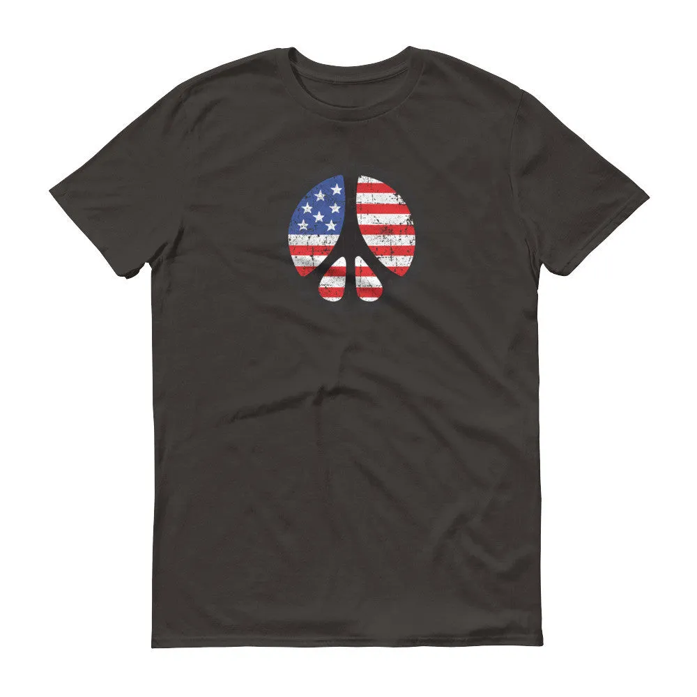 Peace Sign over American Flag Tee