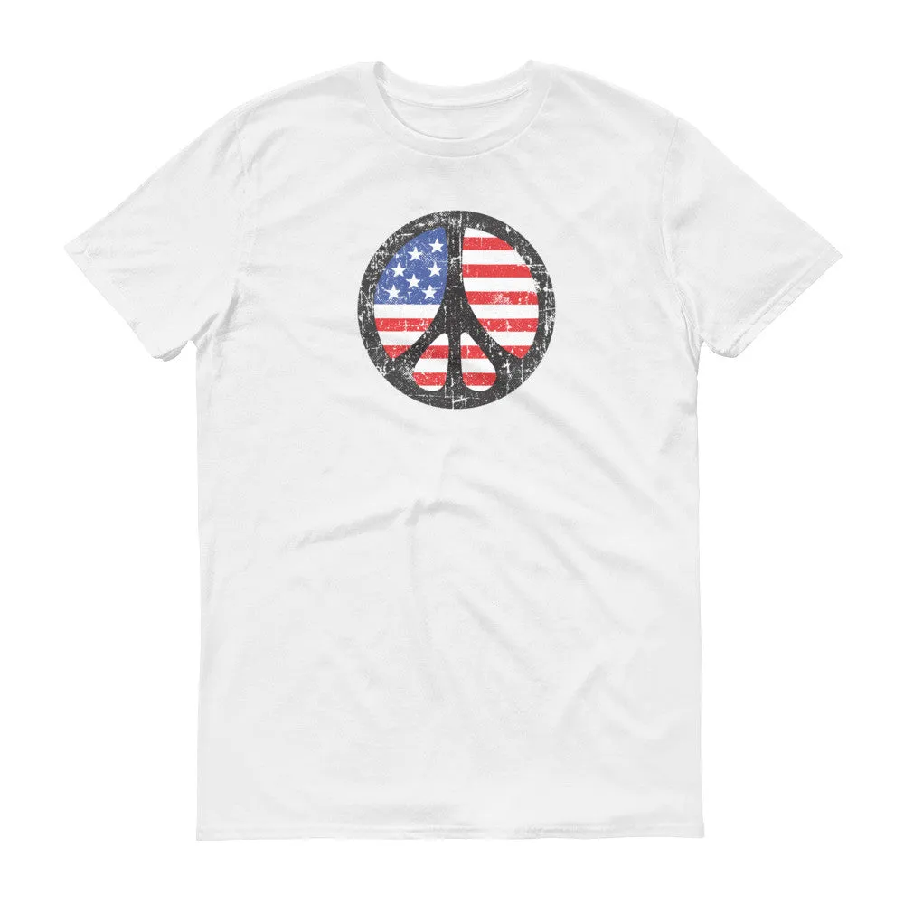 Peace Sign over American Flag Tee