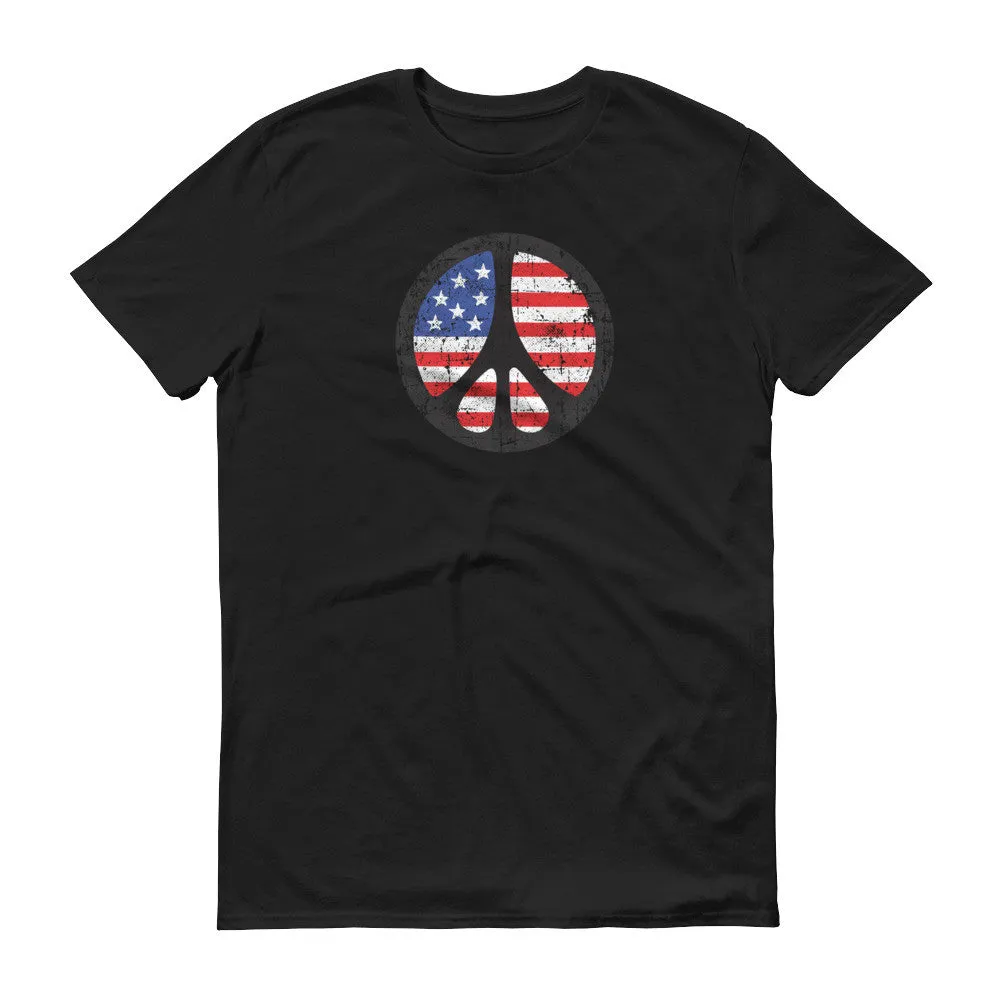 Peace Sign over American Flag Tee