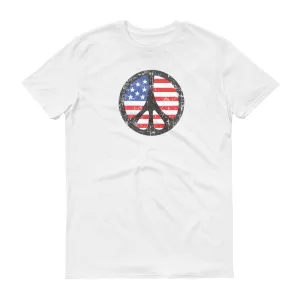 Peace Sign over American Flag Tee