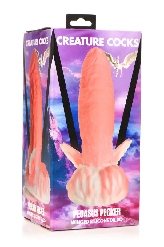 Pegasus Pecker Winged Silicone  - Pink/white