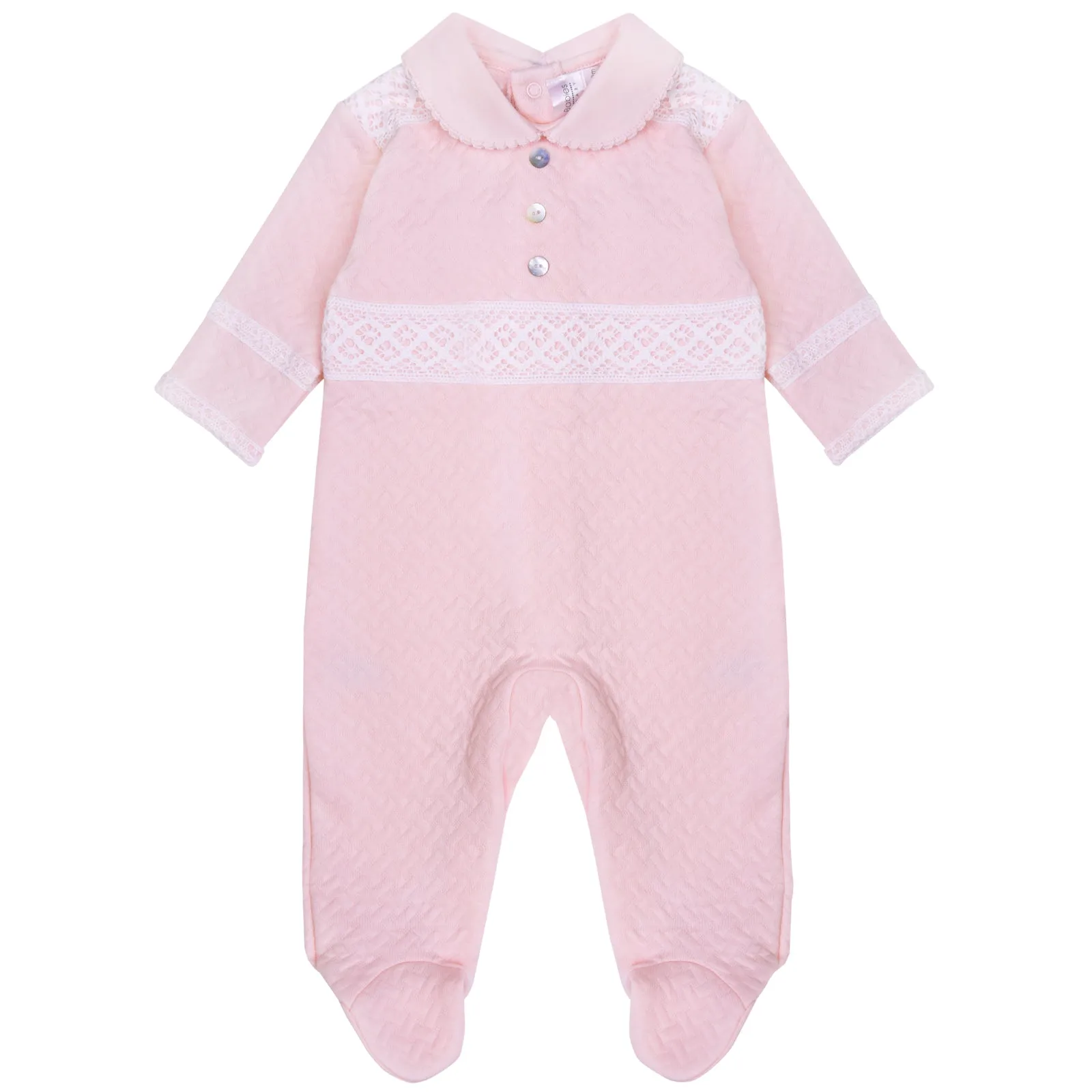 Pima Cotton Quilted Baby Grow Pink