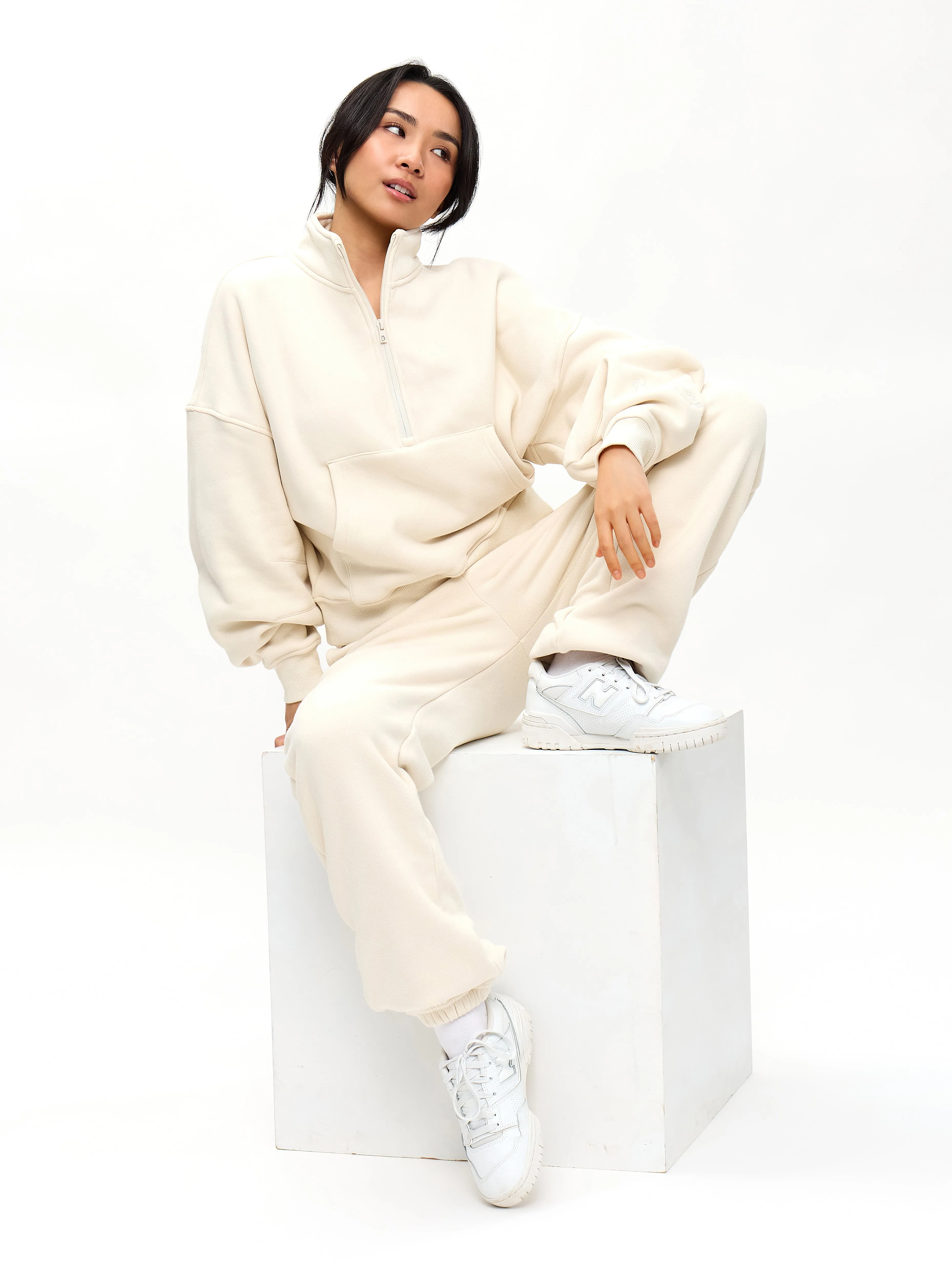 Plush Fleece Quarter Zip Pullover - Oat Milk