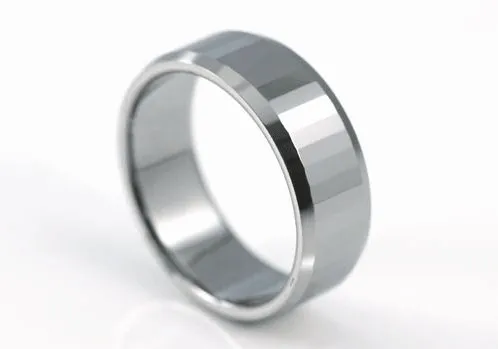 Polish Light-Reflective Tungsten Round Band Men's Ring
