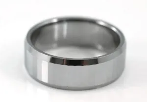 Polish Light-Reflective Tungsten Round Band Men's Ring