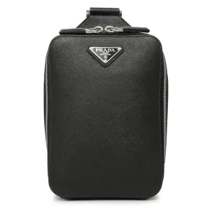 Prada Black Brique Saffiano Travel Sling Bag
