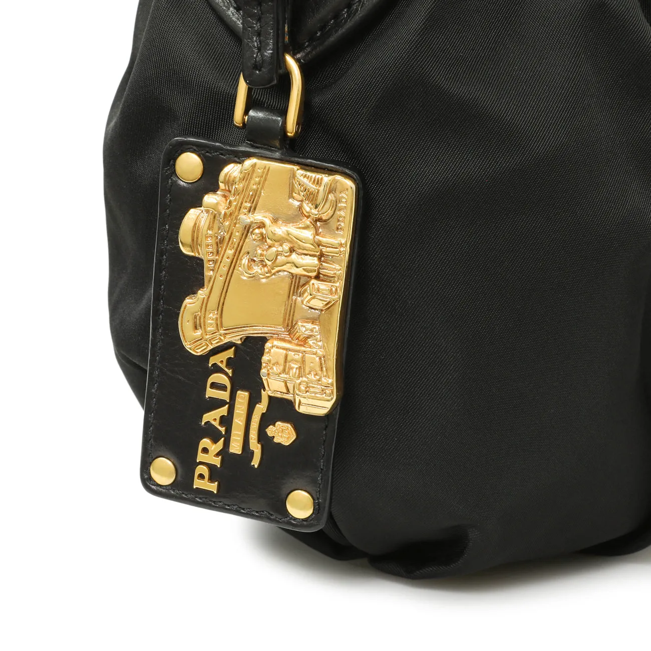 Prada Black Nylon Pleated Hobo