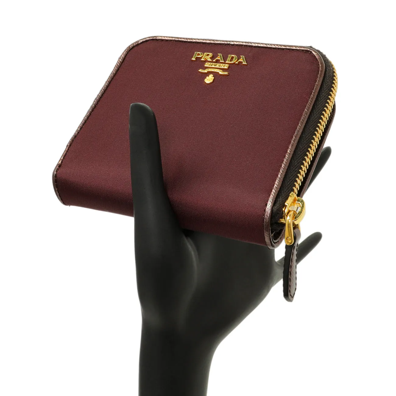 Prada Burgundy Nylon Compact Wallet