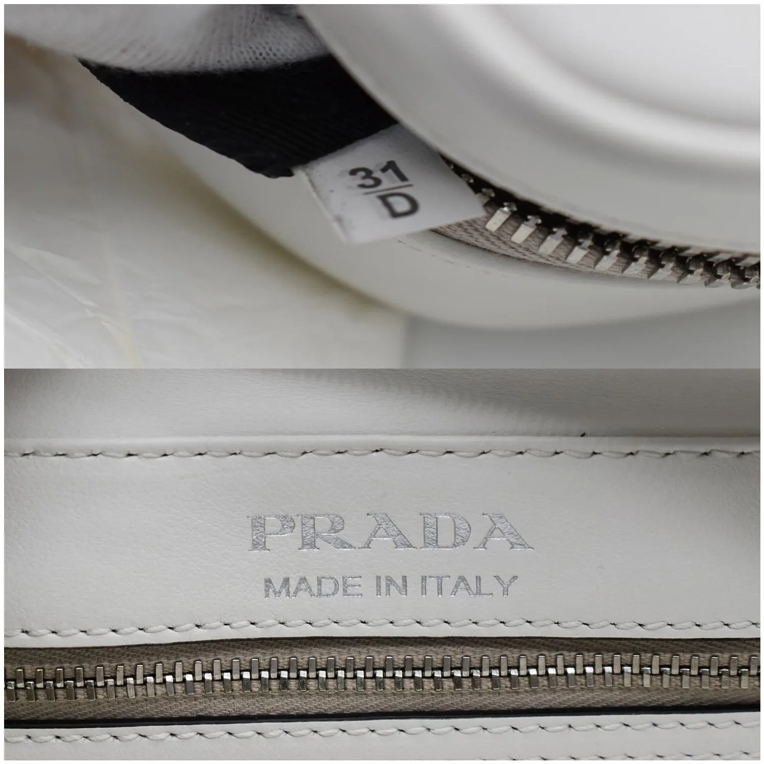PRADA City Palm Tree Print Calfskin Leather Camera Bag White