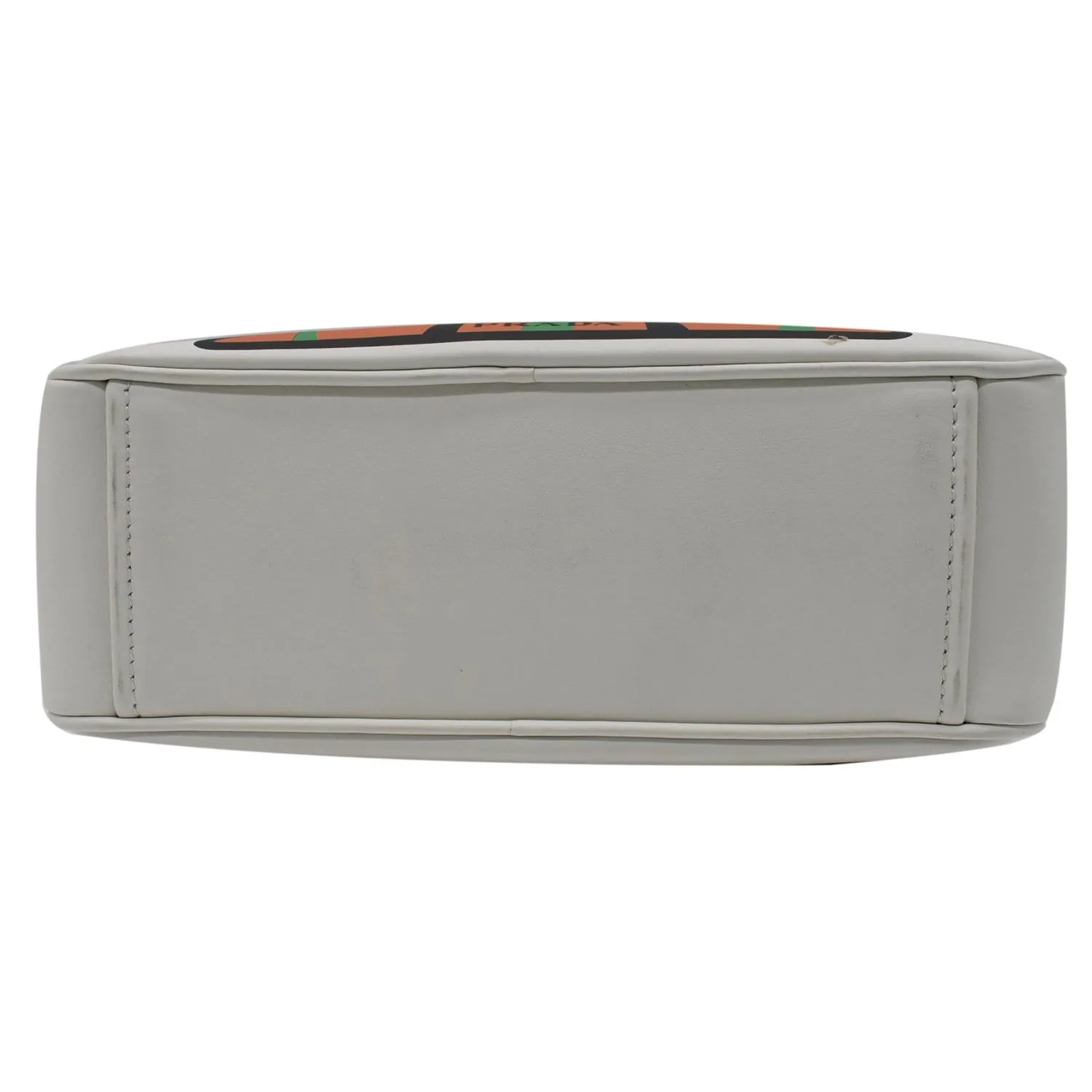 PRADA City Palm Tree Print Calfskin Leather Camera Bag White
