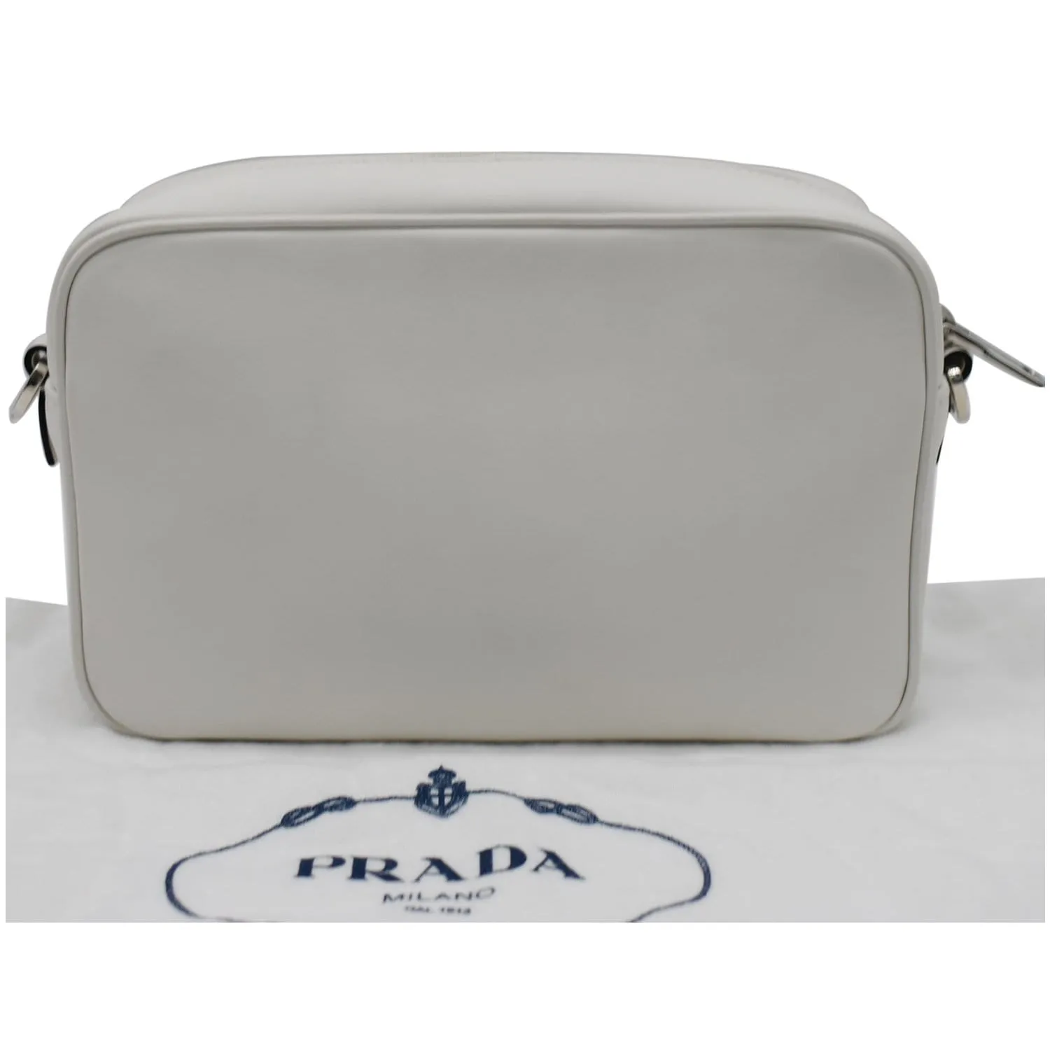PRADA City Palm Tree Print Calfskin Leather Camera Bag White