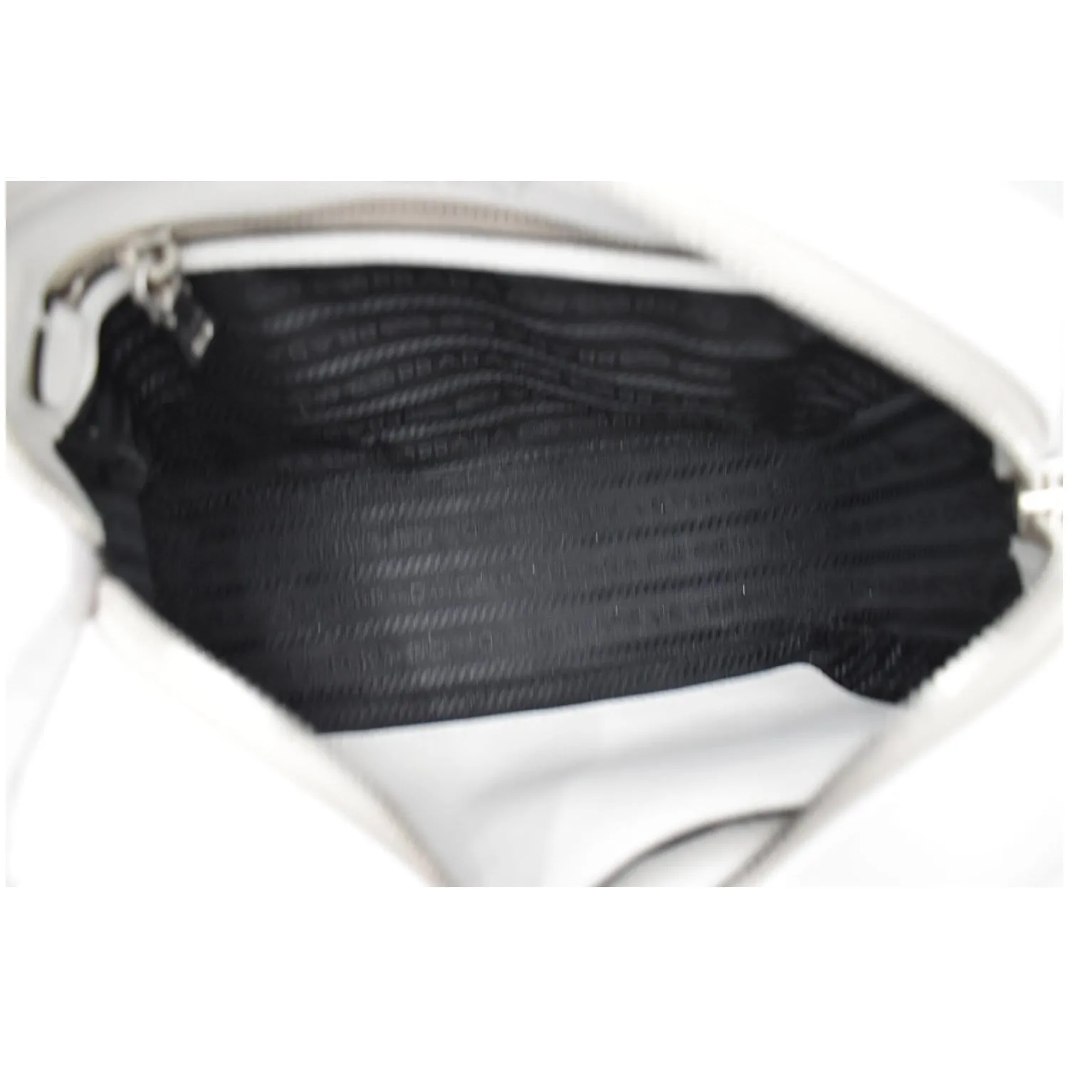 PRADA City Palm Tree Print Calfskin Leather Camera Bag White