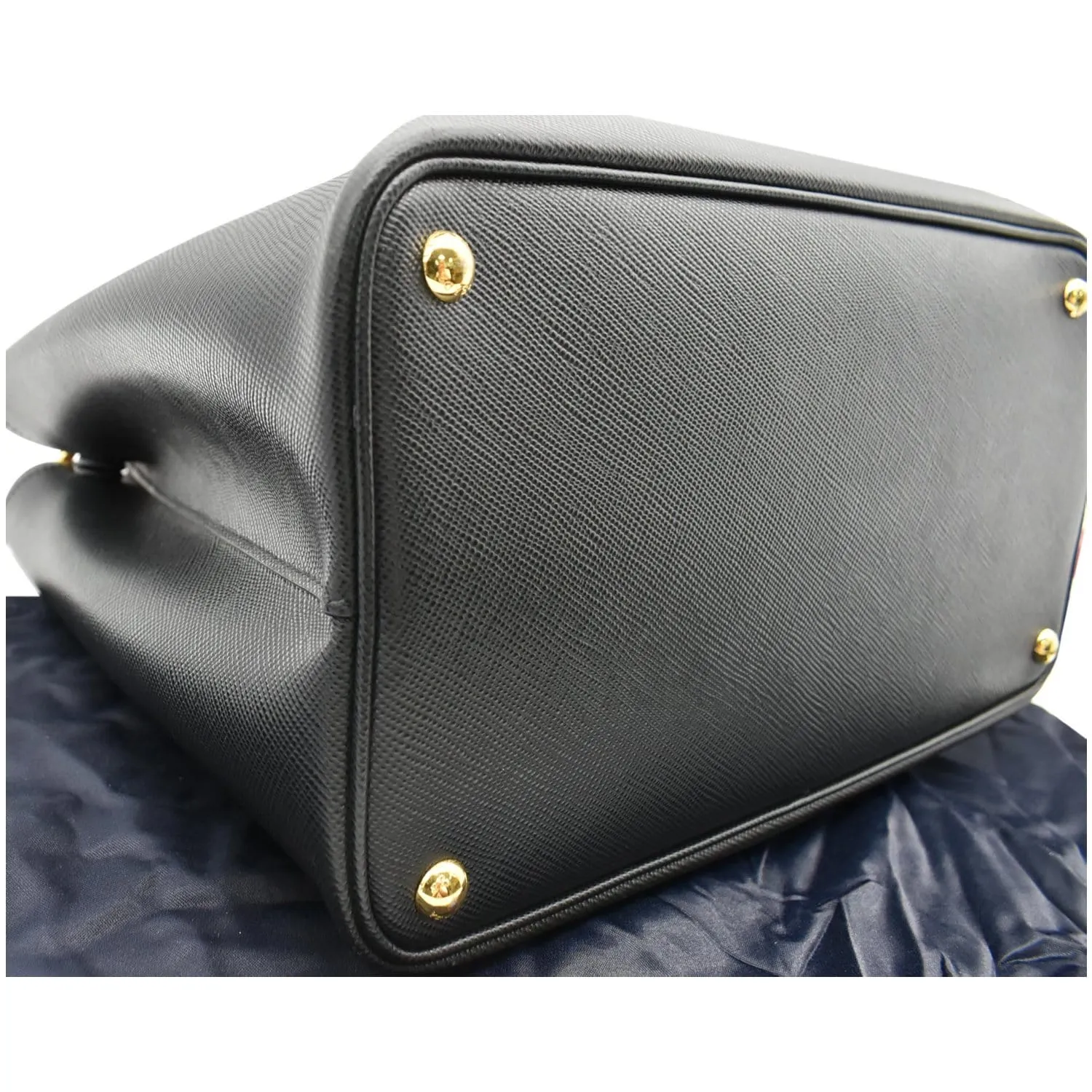 PRADA Double Handle Saffiano Leather Tote Shoulder Bag Black