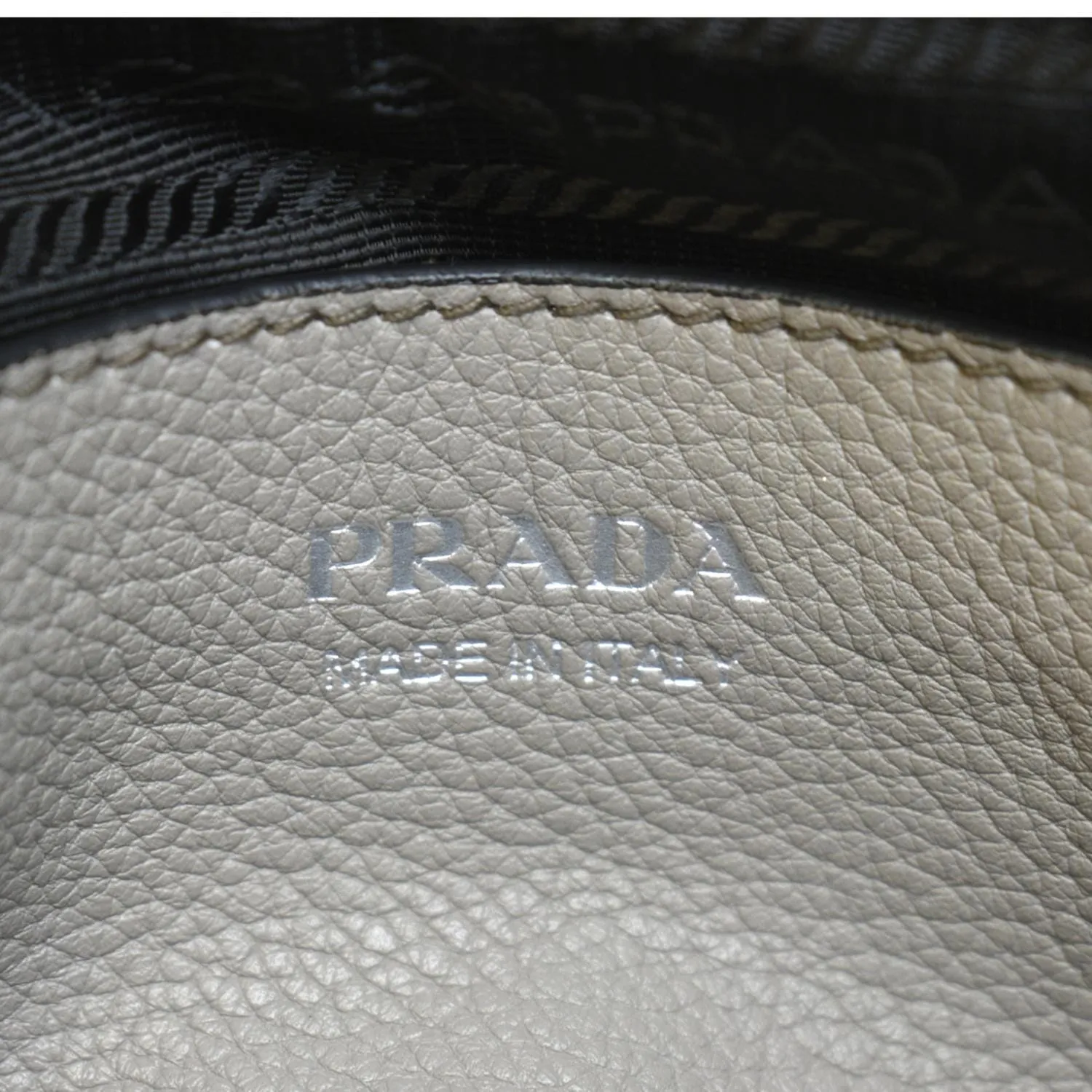 PRADA Flou Leather Shoulder Bag Grey