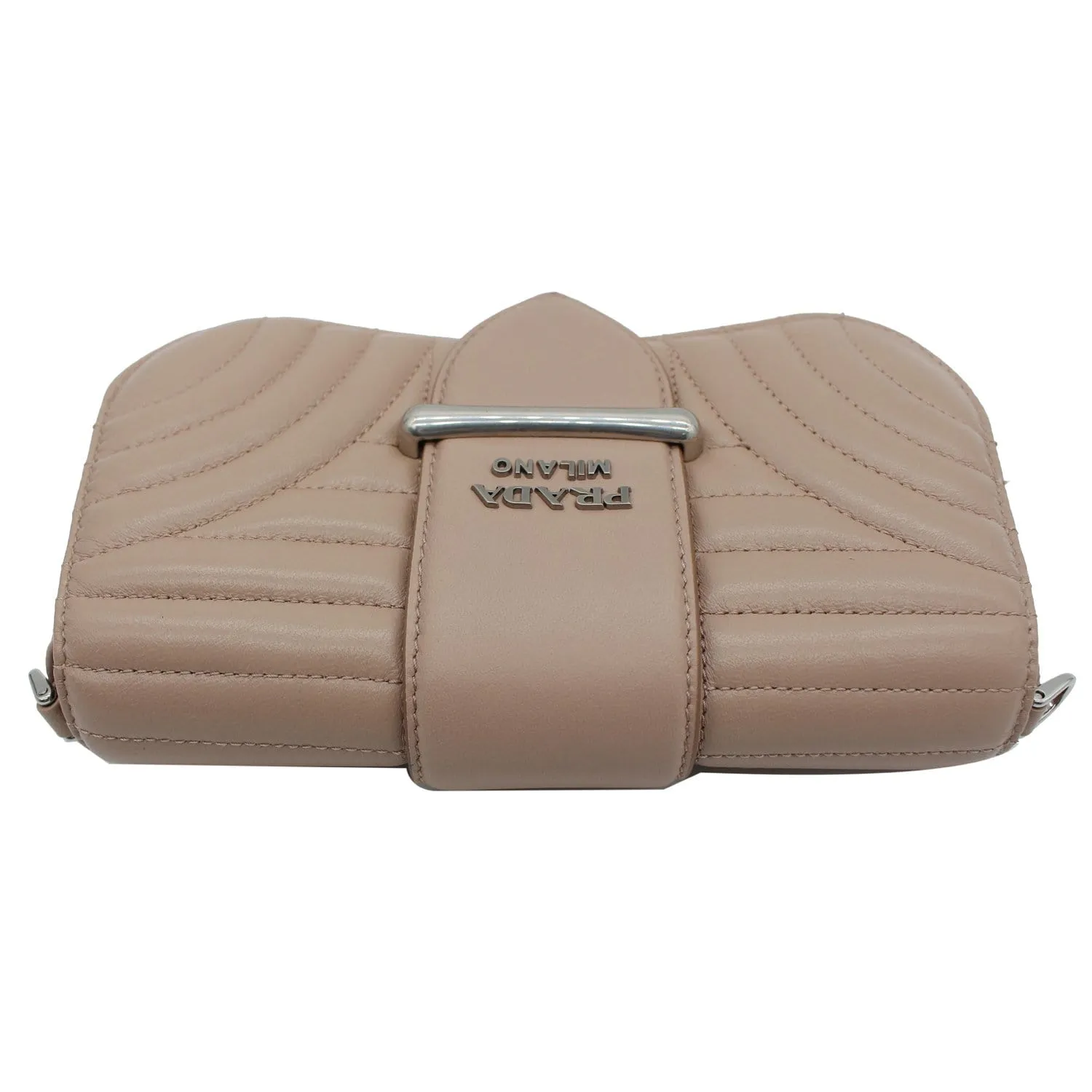 PRADA Mini Sidonie Nappa Diagramme Leather Chain Crossbody Bag Nude