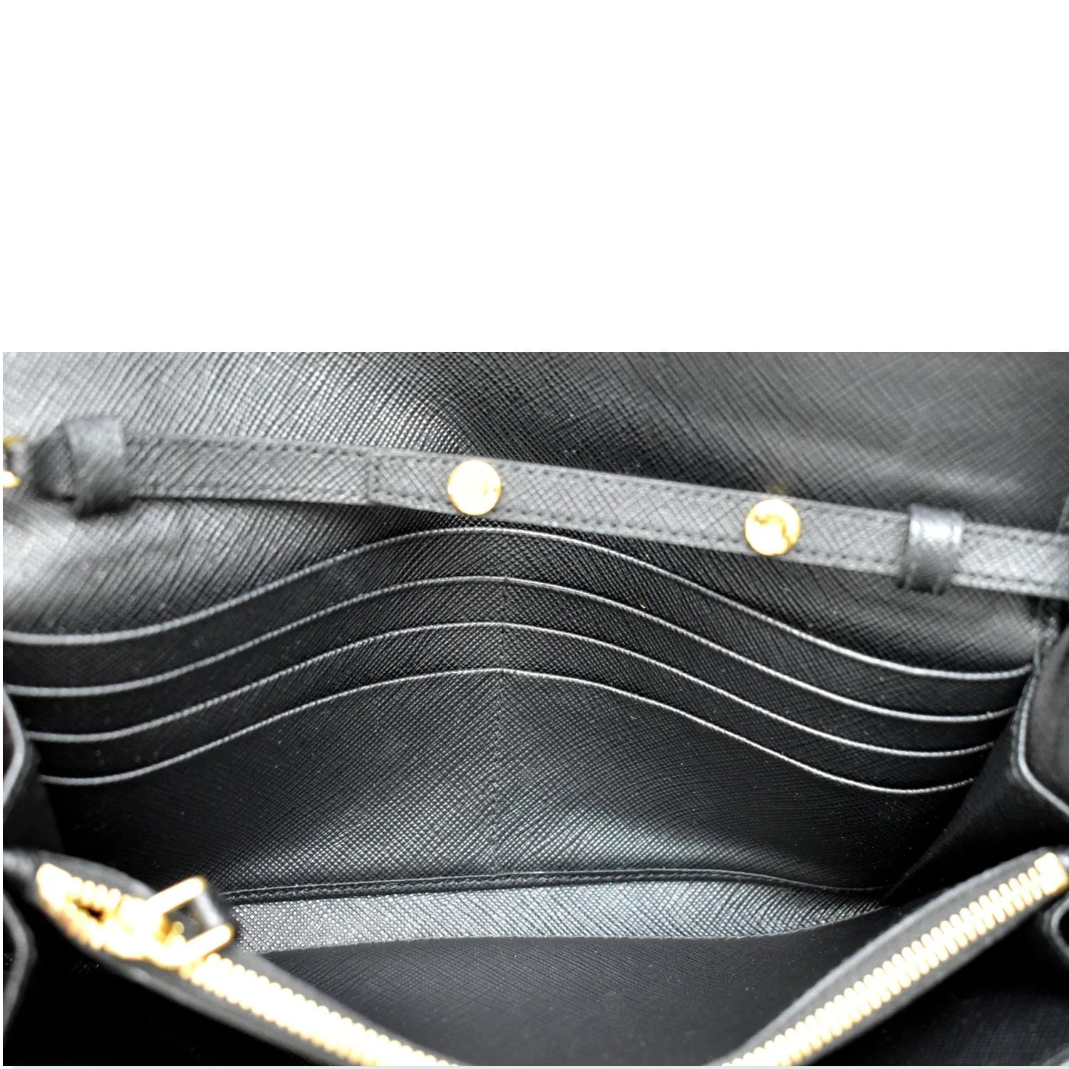 PRADA Saffiano Leather Wallet on Chain Clutch Crossbody Bag Black