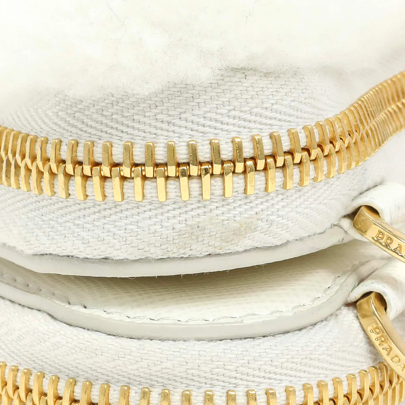 Prada White Shearling Mini Triangle Crossbody Pouch