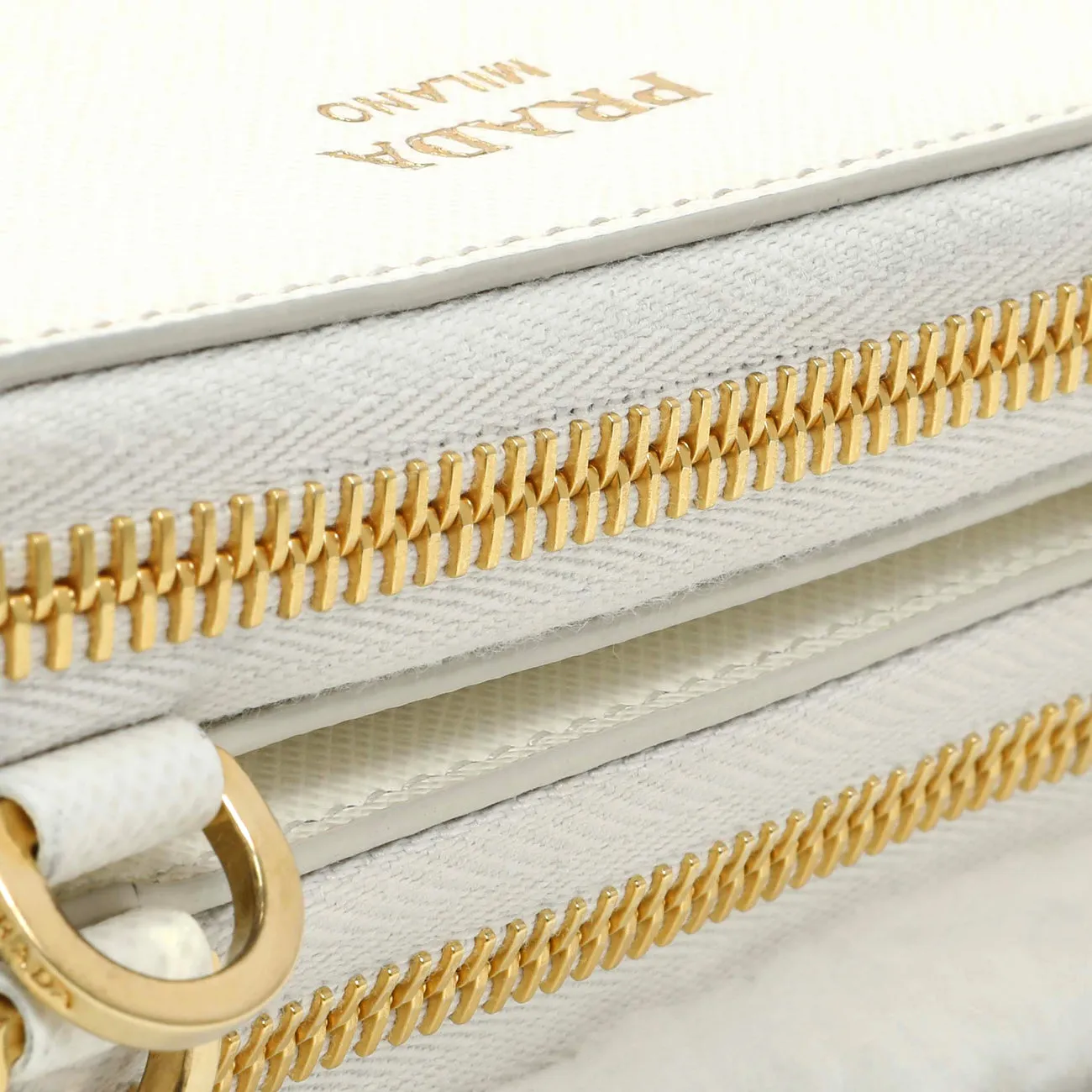 Prada White Shearling Mini Triangle Crossbody Pouch