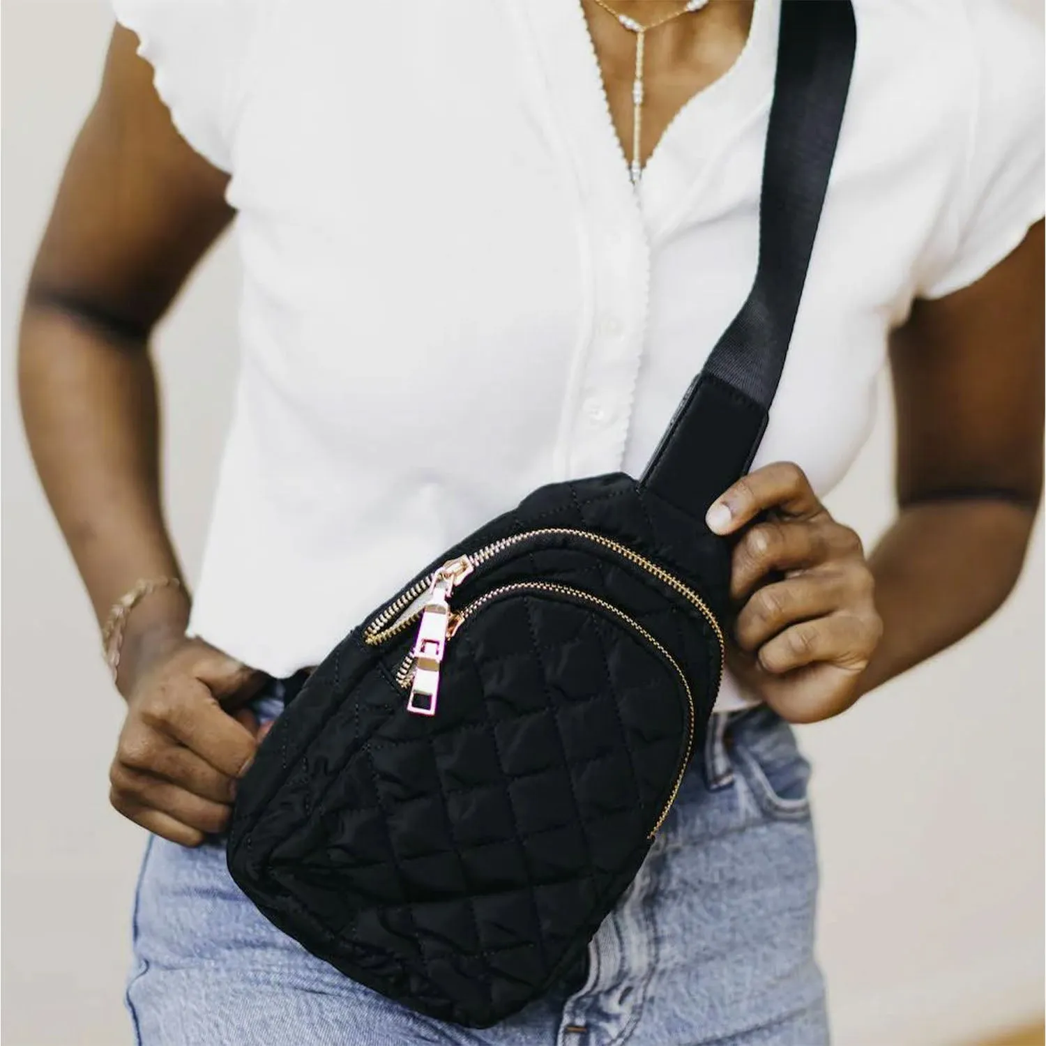 Pretty Simple Pinelope Puffer Bum Bag Black Synthetic