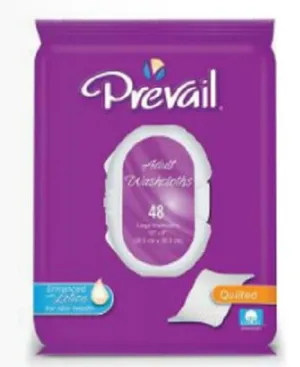Prevail Quilted Cotton Adult Disposable Large (12 x 8) Washcloths w/Lotion 48/PK