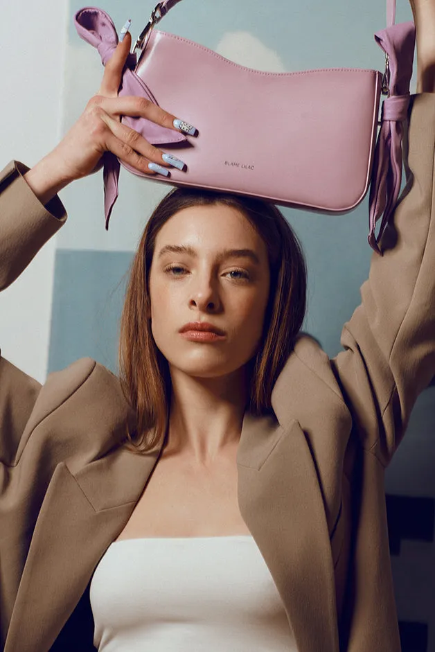 QUERIDA SHOULDER BAG WITH KNOTS GLOSSY LILAC