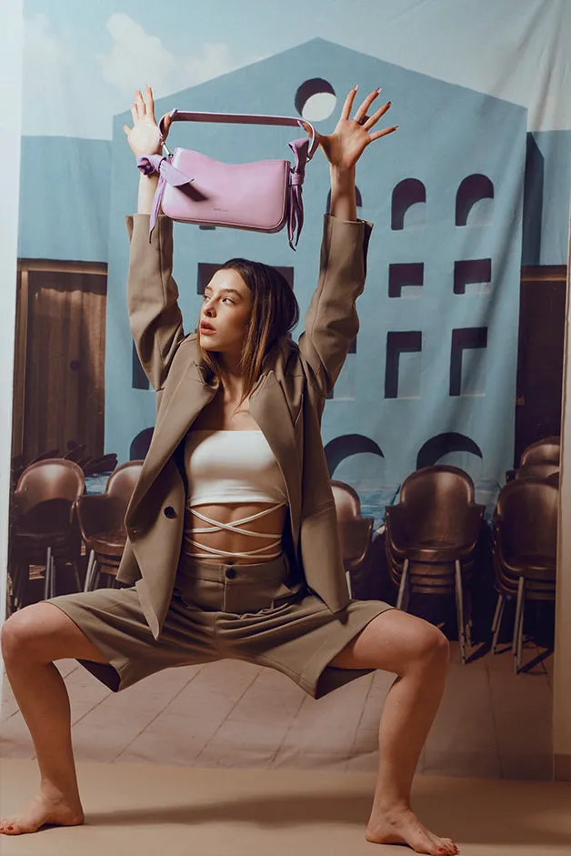 QUERIDA SHOULDER BAG WITH KNOTS GLOSSY LILAC