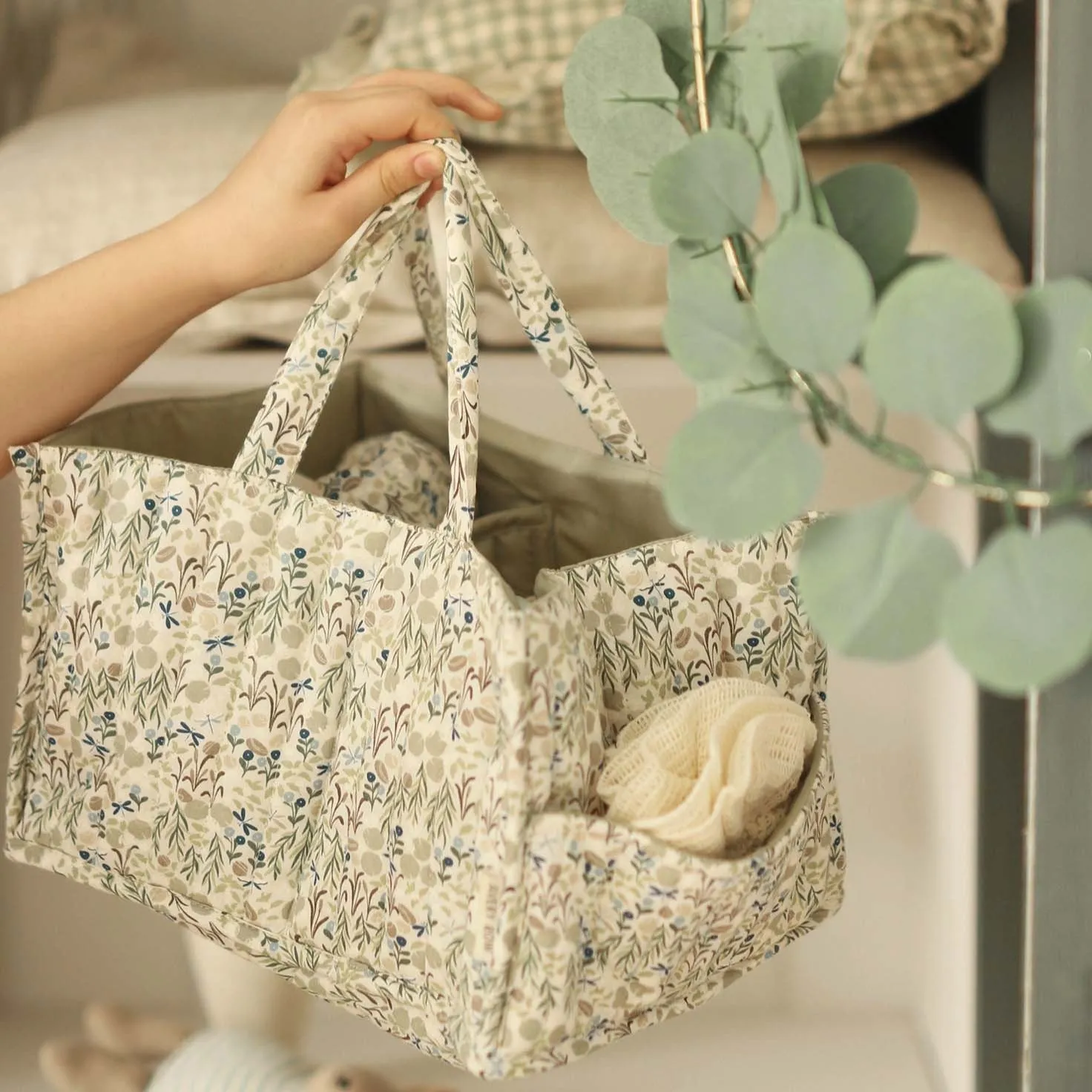 Quilted Nappy Baby Organiser Caddy (Riverbank)