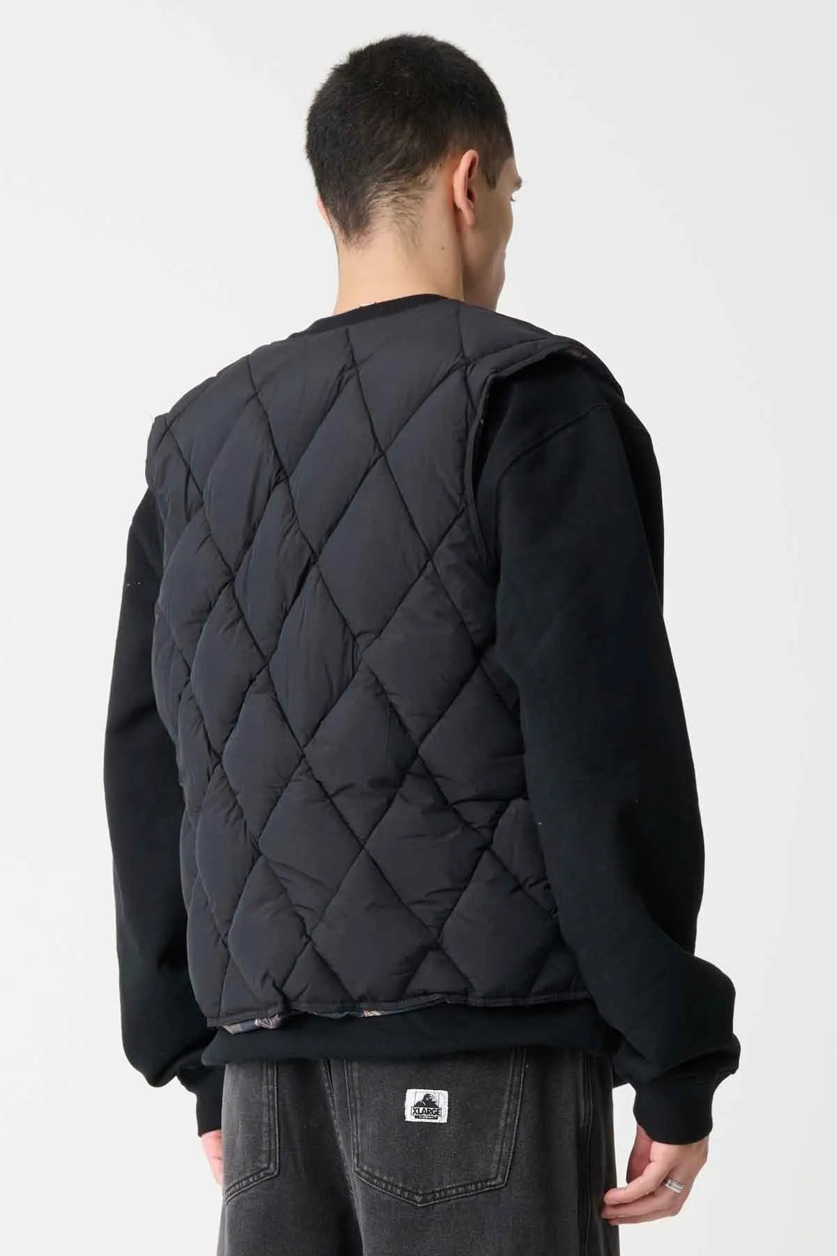QUILTED NYLON VEST - Black/Camo