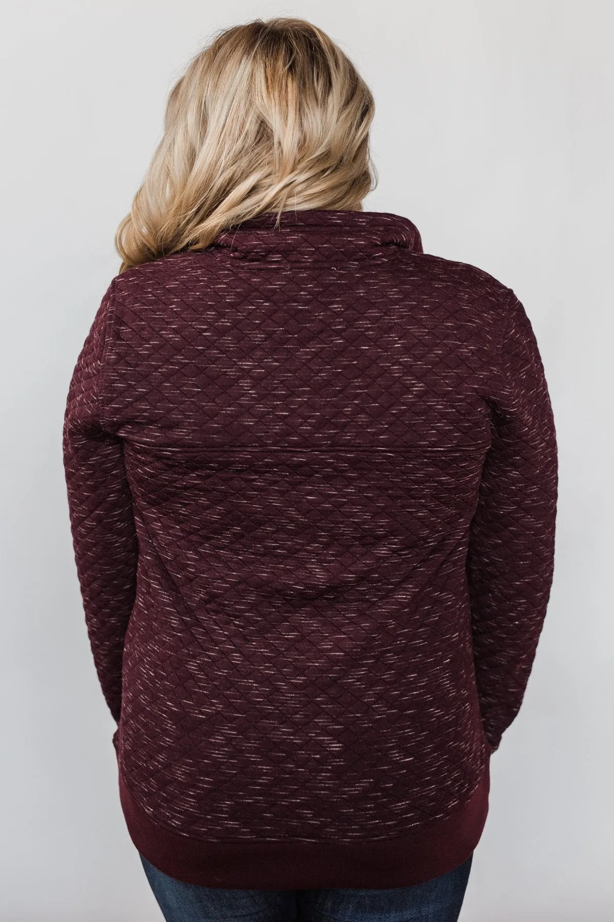 Quilted Pullover Jacket - Burgundy