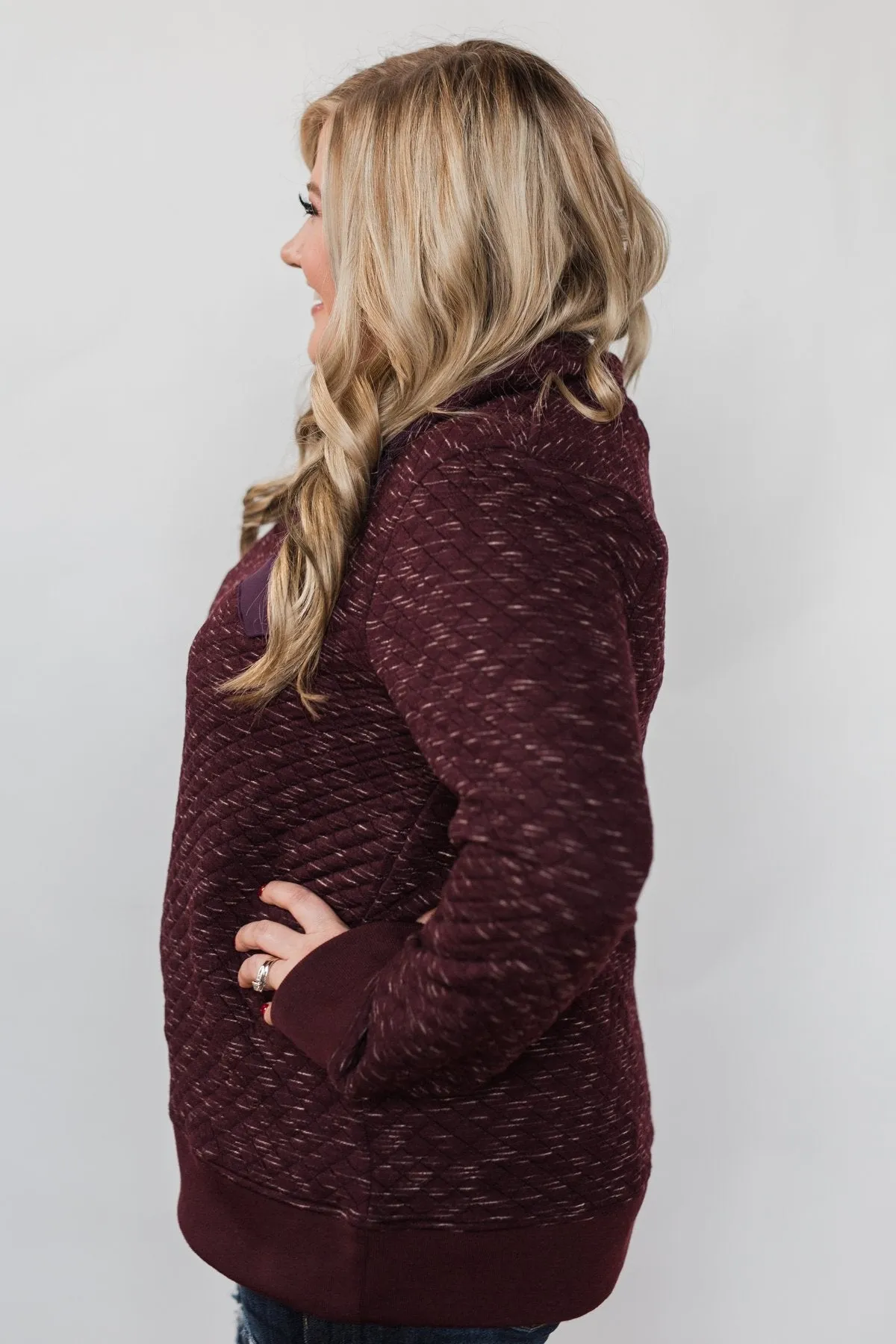 Quilted Pullover Jacket - Burgundy
