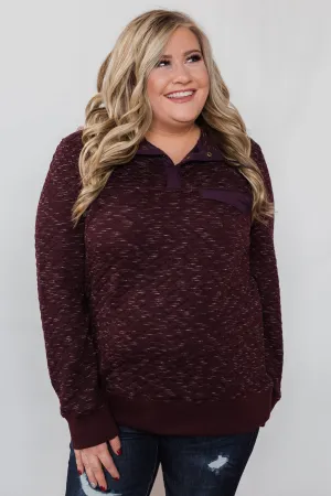 Quilted Pullover Jacket - Burgundy