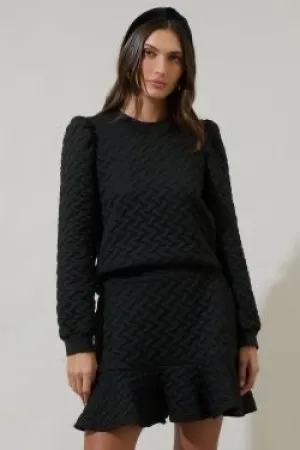 Quilted Ruffle Sleeve Top